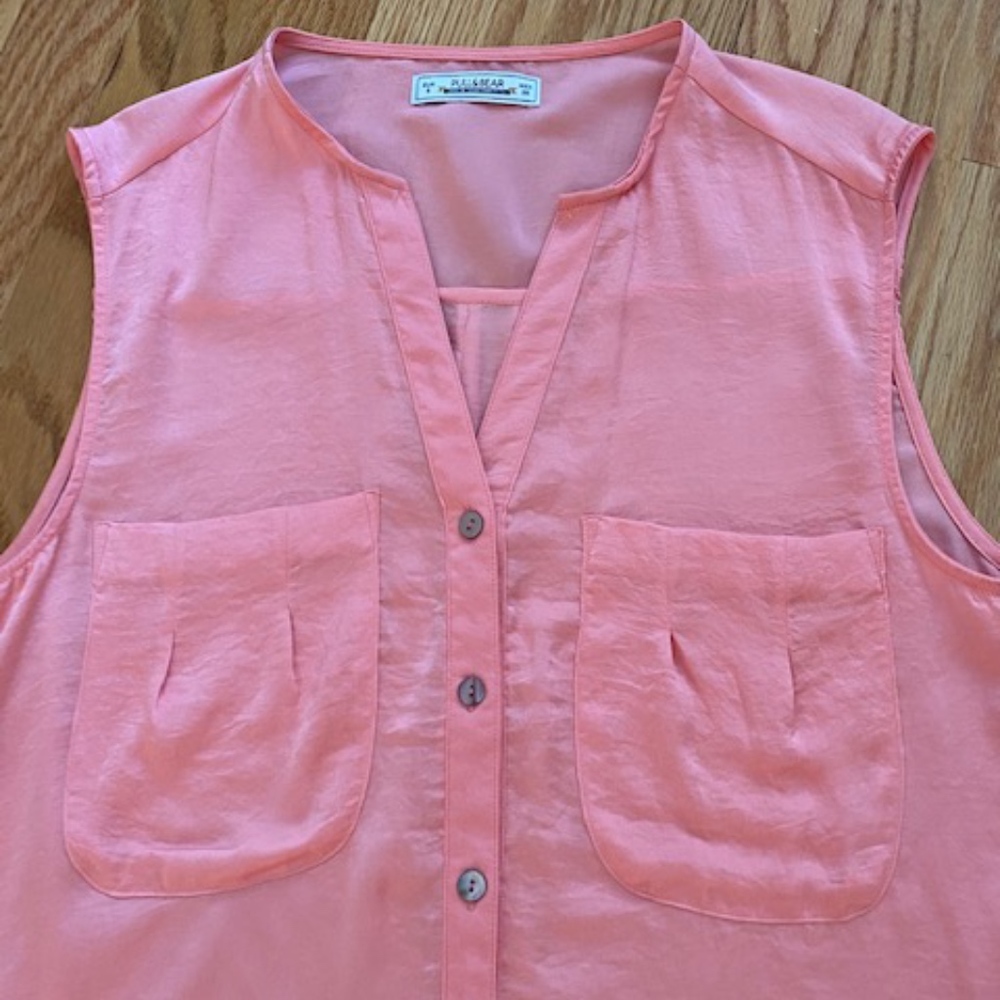 Pull & Bear silk sleeveless peach color top